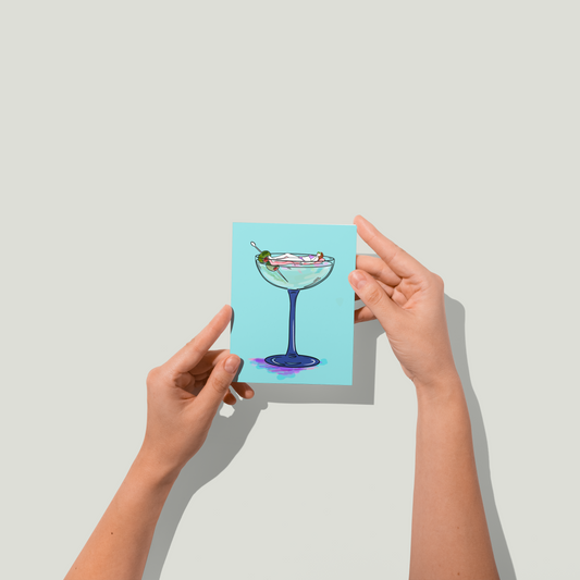 Swimming Martini Illustrated Greeting Card