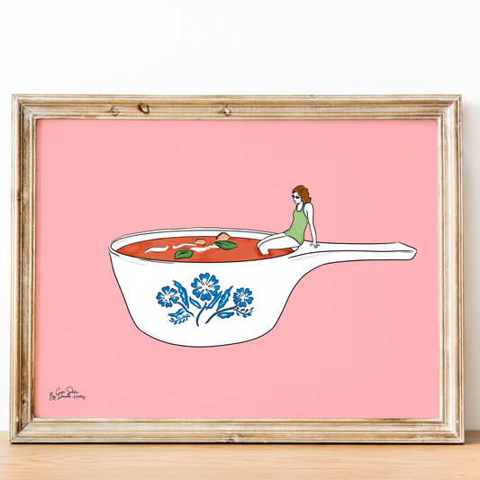 Corningware Tomato Soup Illustrated Wall Art Print